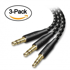 Aux cable, ITANDA 3-pack 4ft Hi-Fi Sound Quality 3.5mm Nylon Braided Auxiliary Audio cable, Aux Cord